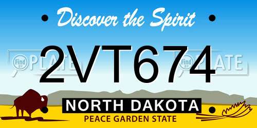 2VT674 North Dakota License Plate