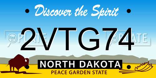 2VTG74 North Dakota License Plate