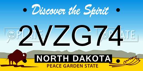 2VZG74 North Dakota License Plate