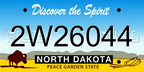 2W26044 North Dakota License Plate