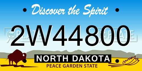 2W44800 North Dakota License Plate