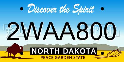 2WAA800 North Dakota License Plate