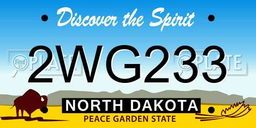 2WG233 North Dakota License Plate