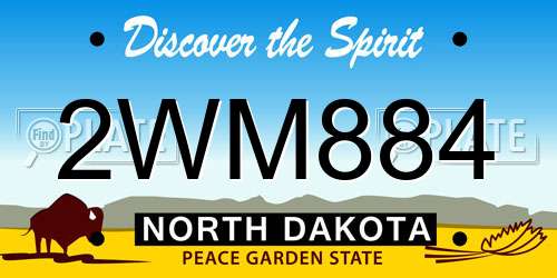 2WM884 North Dakota License Plate
