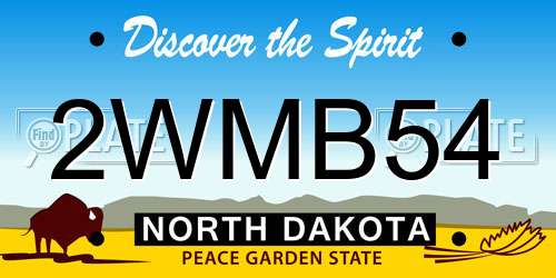 2WMB54 North Dakota License Plate