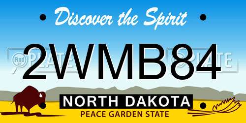 2WMB84 North Dakota License Plate