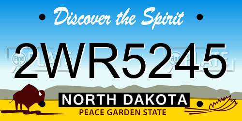 2WR5245 North Dakota License Plate