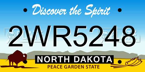 2WR5248 North Dakota License Plate