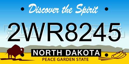 2WR8245 North Dakota License Plate