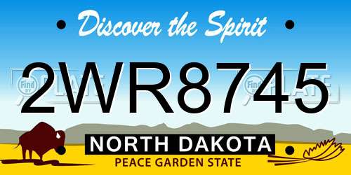 2WR8745 North Dakota License Plate