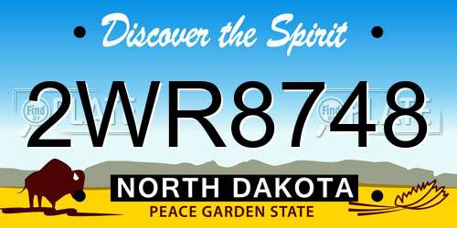 2WR8748 North Dakota License Plate