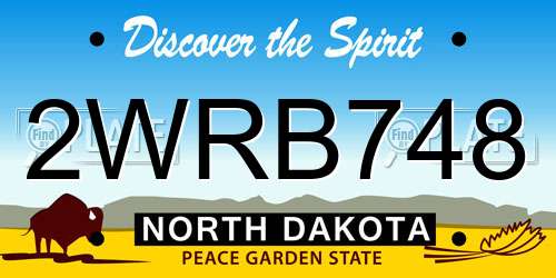 2WRB748 North Dakota License Plate