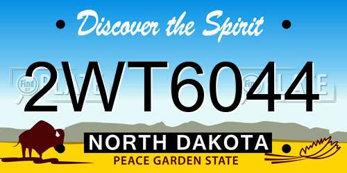 2WT6044 North Dakota License Plate