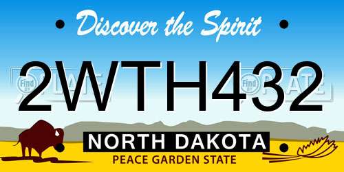 2WTH432 North Dakota License Plate