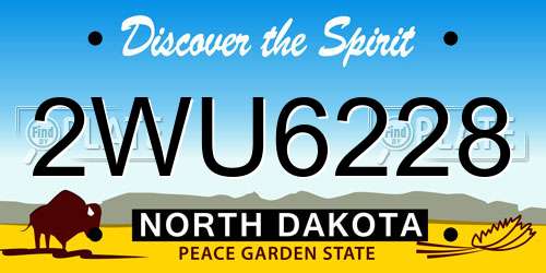 2WU6228 North Dakota License Plate