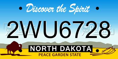 2WU6728 North Dakota License Plate