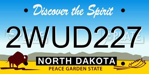 2WUD227 North Dakota License Plate