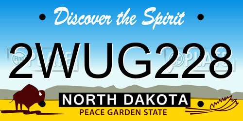 2WUG228 North Dakota License Plate