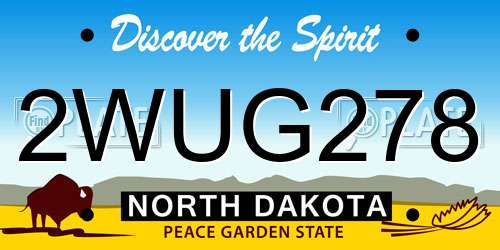 2WUG278 North Dakota License Plate