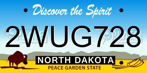 2WUG728 North Dakota License Plate