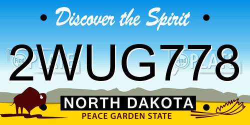 2WUG778 North Dakota License Plate