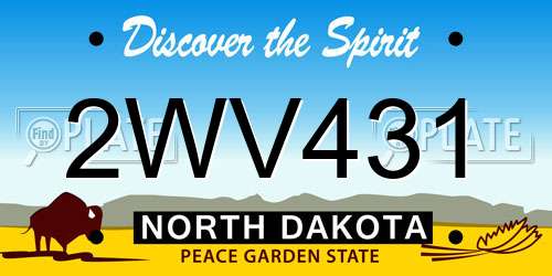 2WV431 North Dakota License Plate