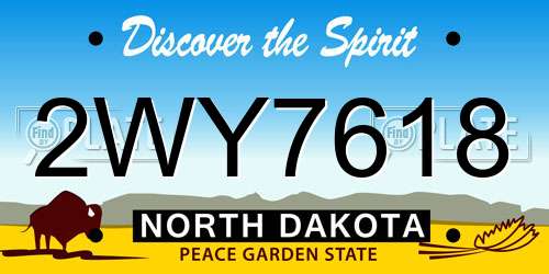 2WY7618 North Dakota License Plate