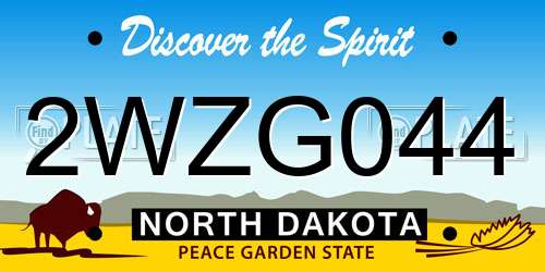 2WZG044 North Dakota License Plate