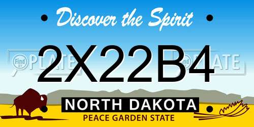 2X22B4 North Dakota License Plate