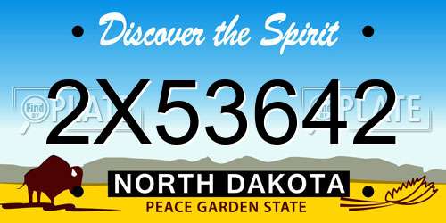 2X53642 North Dakota License Plate
