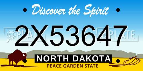 2X53647 North Dakota License Plate