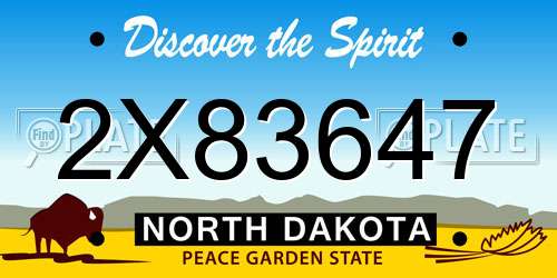 2X83647 North Dakota License Plate