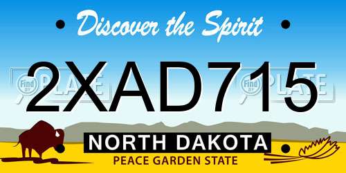 2XAD715 North Dakota License Plate