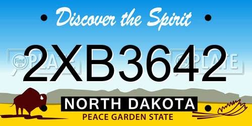 2XB3642 North Dakota License Plate