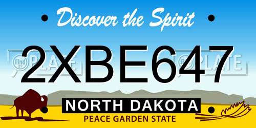 2XBE647 North Dakota License Plate