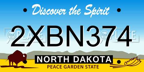 2XBN374 North Dakota License Plate