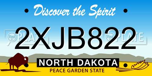 2XJB822 North Dakota License Plate