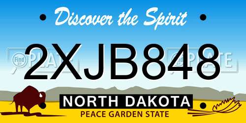 2XJB848 North Dakota License Plate