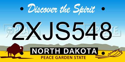2XJS548 North Dakota License Plate