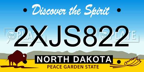 2XJS822 North Dakota License Plate