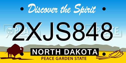 2XJS848 North Dakota License Plate