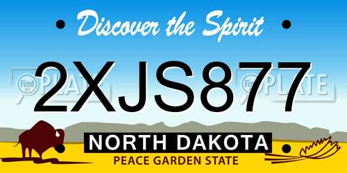 2XJS877 North Dakota License Plate