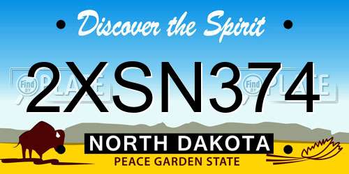 2XSN374 North Dakota License Plate