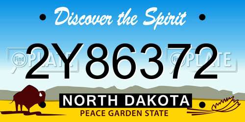 2Y86372 North Dakota License Plate