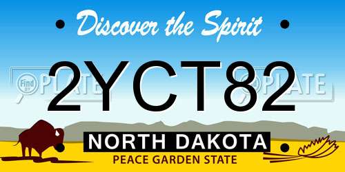 2YCT82 North Dakota License Plate