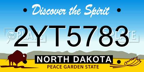 2YT5783 North Dakota License Plate