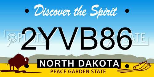 2YVB86 North Dakota License Plate
