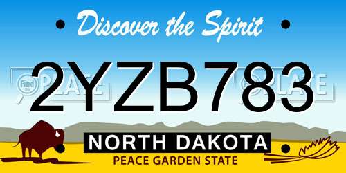 2YZB783 North Dakota License Plate