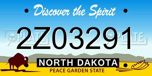 2Z03291 North Dakota License Plate