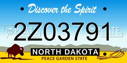 2Z03791 North Dakota License Plate